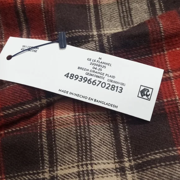 George Men's Button Down Red Tan & Black Plaid Flannel Double Pocket Shirt-SZ:M - Picture 10 of 16